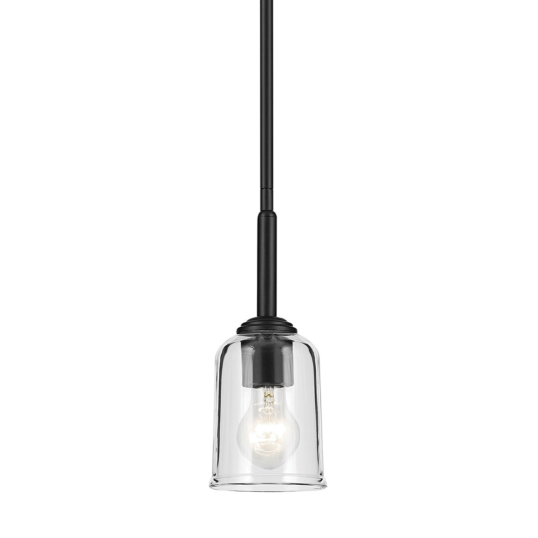 Shailene 11.25" 1-Light Mini Bell Pendant with Clear Glass in Black
