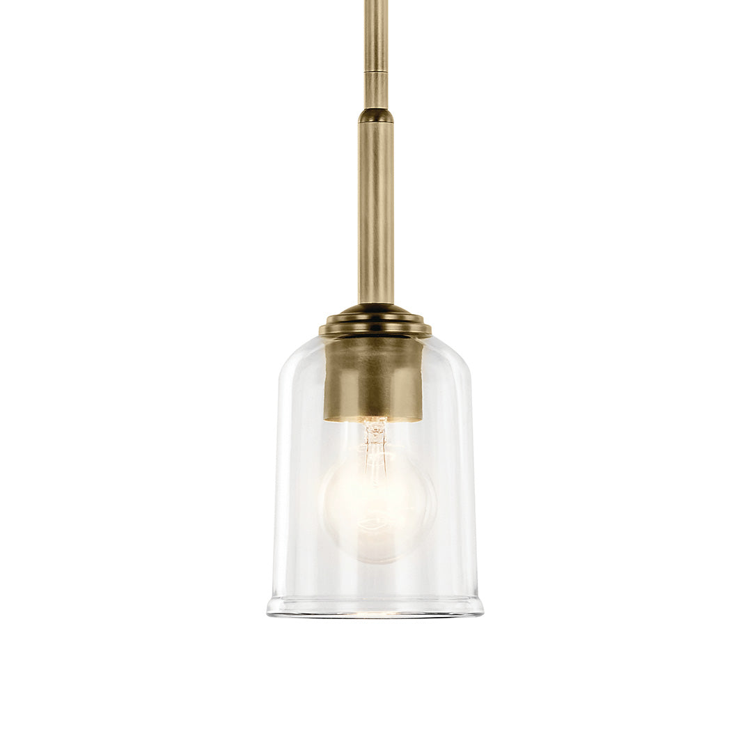 Shailene 11.25" 1-Light Mini Bell Pendant with Clear Glass in Natural Brass