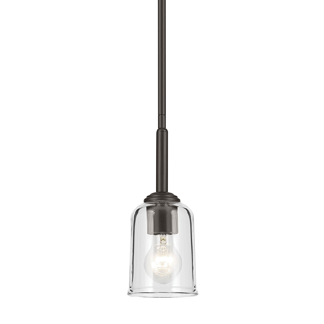 Shailene 11.25" 1-Light Mini Bell Pendant with Clear Glass in Olde Bronze