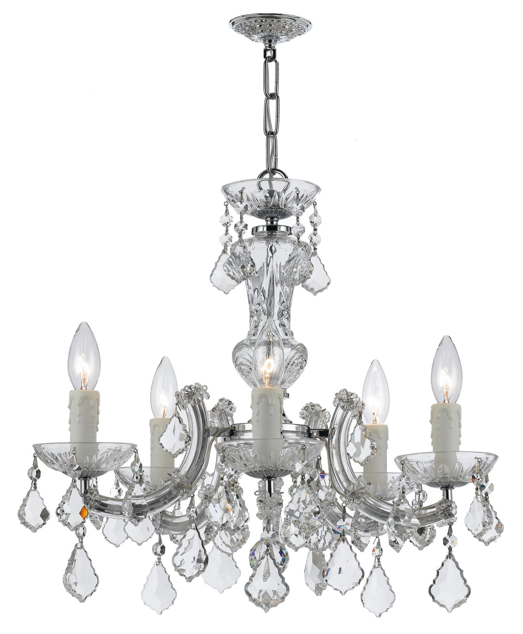 Maria Theresa 5 Light Hand Cut Crystal Polished Chrome Chandelier
