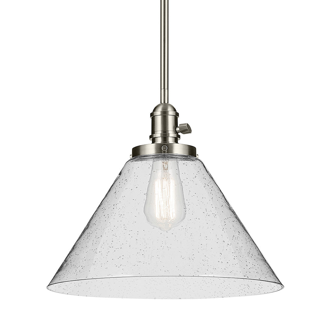 Avery 11.75" 1-Light Cone Pendant with Clear Seeded Glass in Nickel