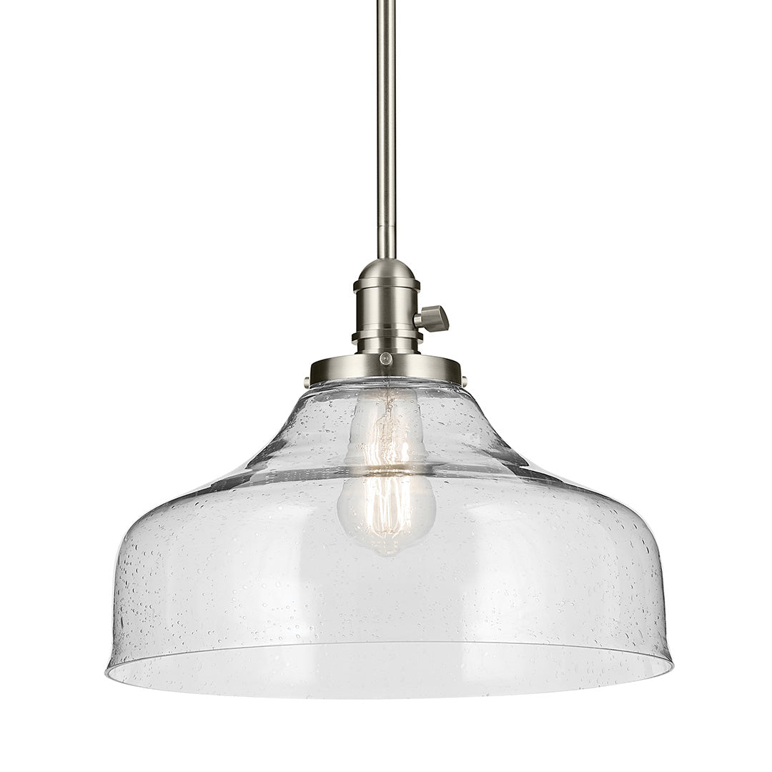 Avery 11.25" 1-Light Bell Pendant with Clear Seeded Glass in Nickel