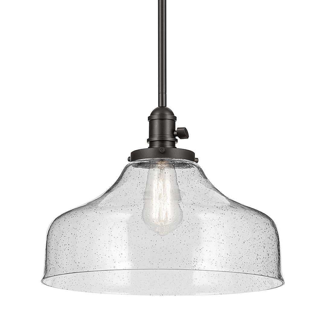 Avery 11.25" 1-Light Bell Pendant with Clear Seeded Glass in Olde Bronze