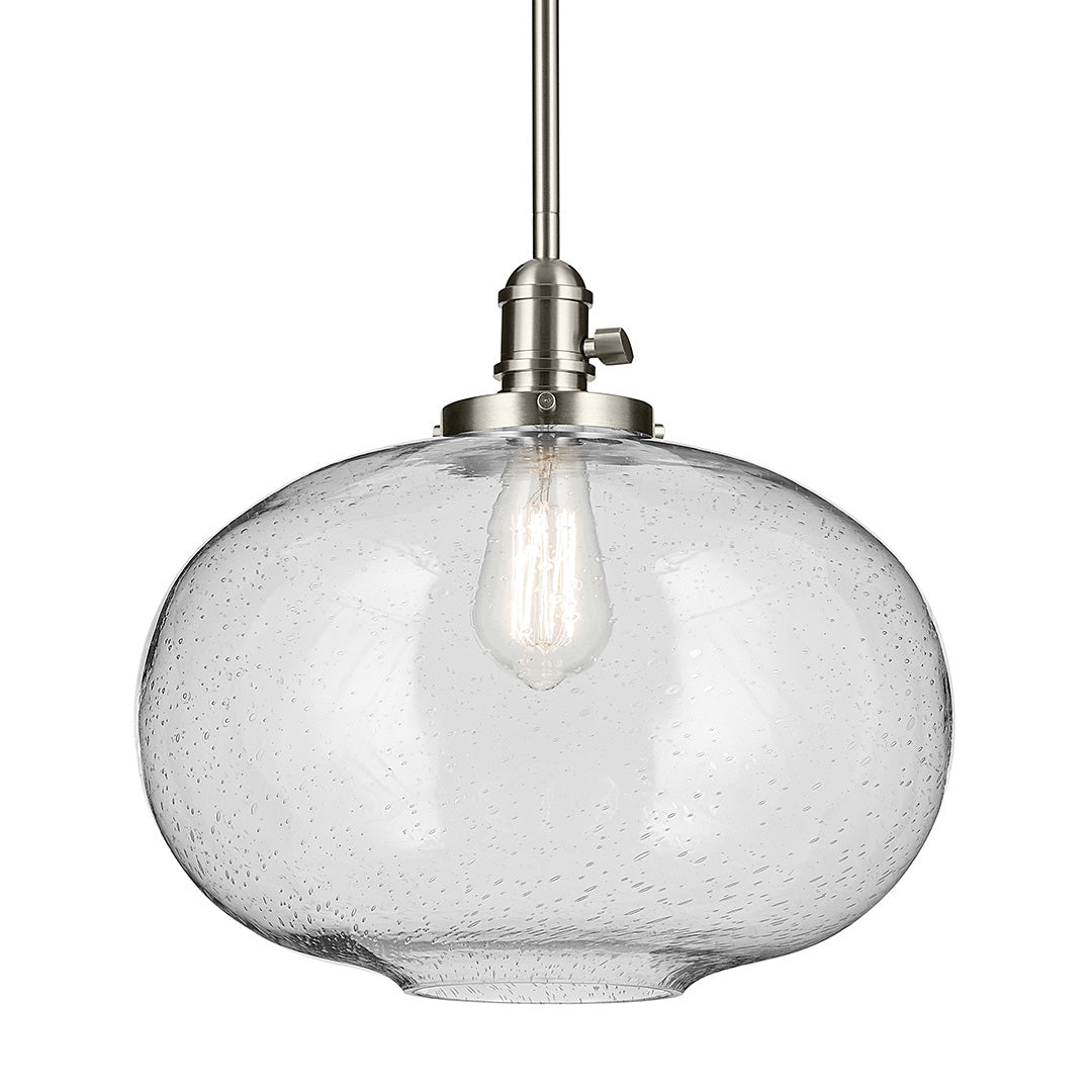 Avery 14" 1-Light Globe Pendant with Clear Seeded Glass in Nickel