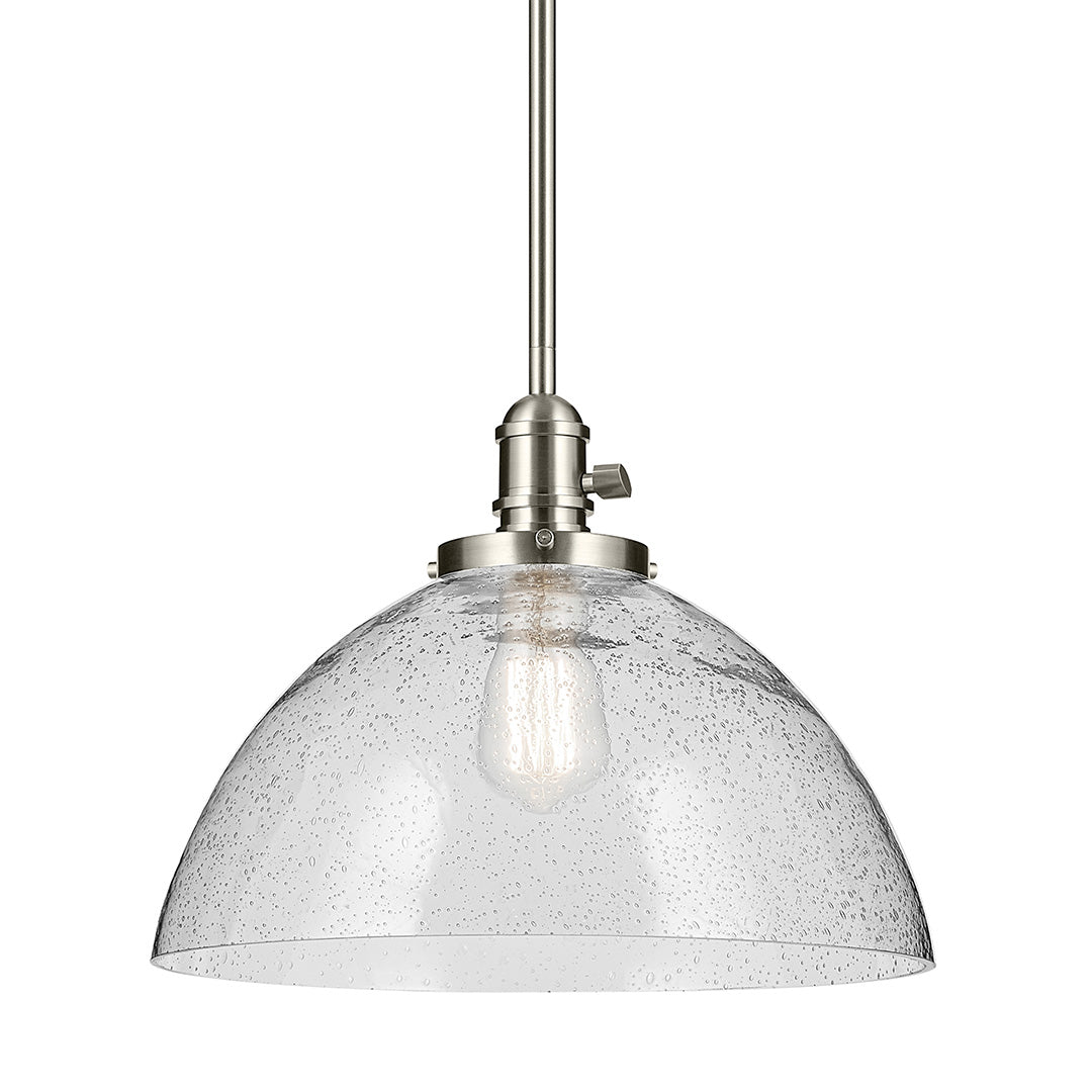 Avery 11" 1-Light Dome Pendant with Clear Seeded Glass in Nickel