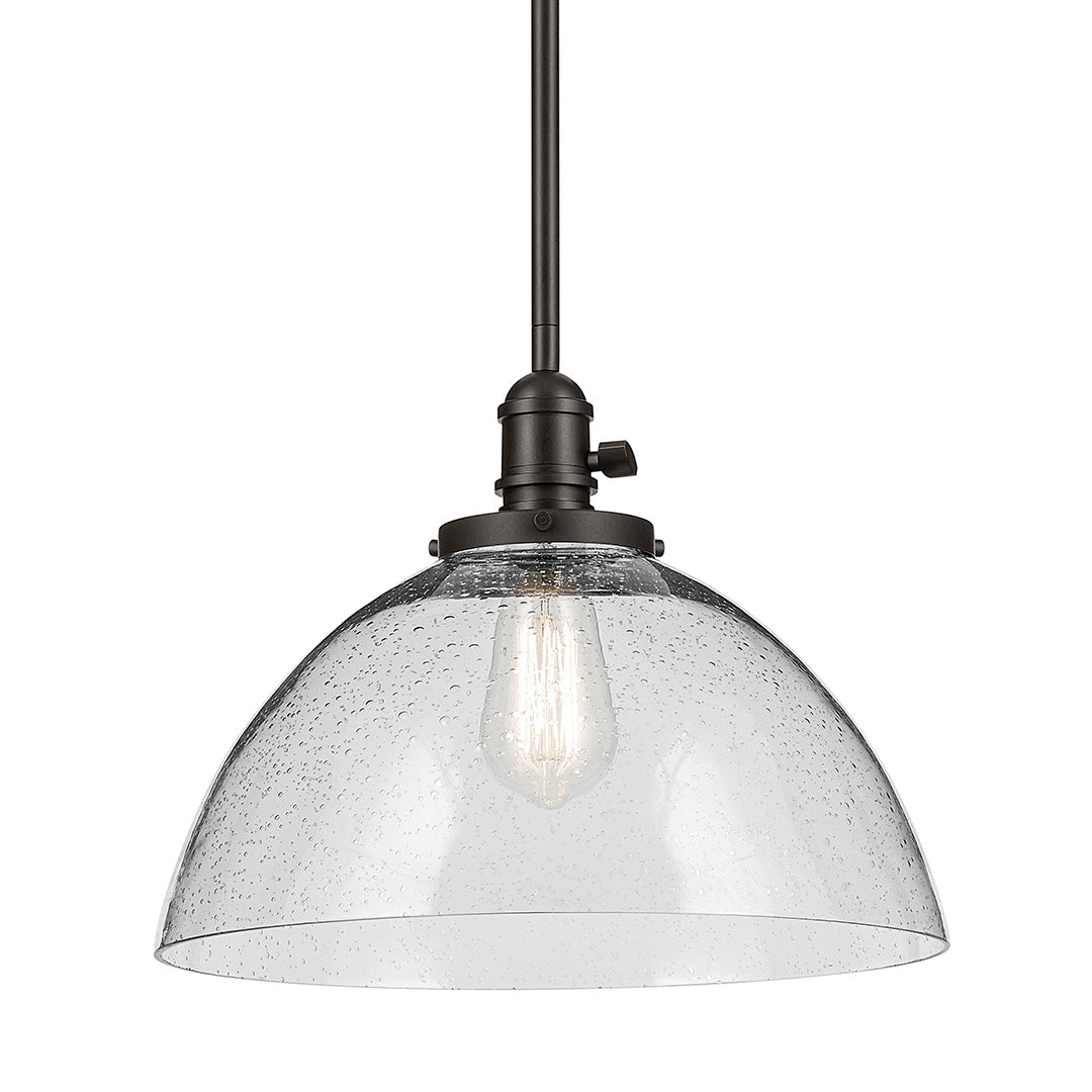 Avery 11" 1-Light Dome Pendant with Clear Seeded Glass in Olde Bronze