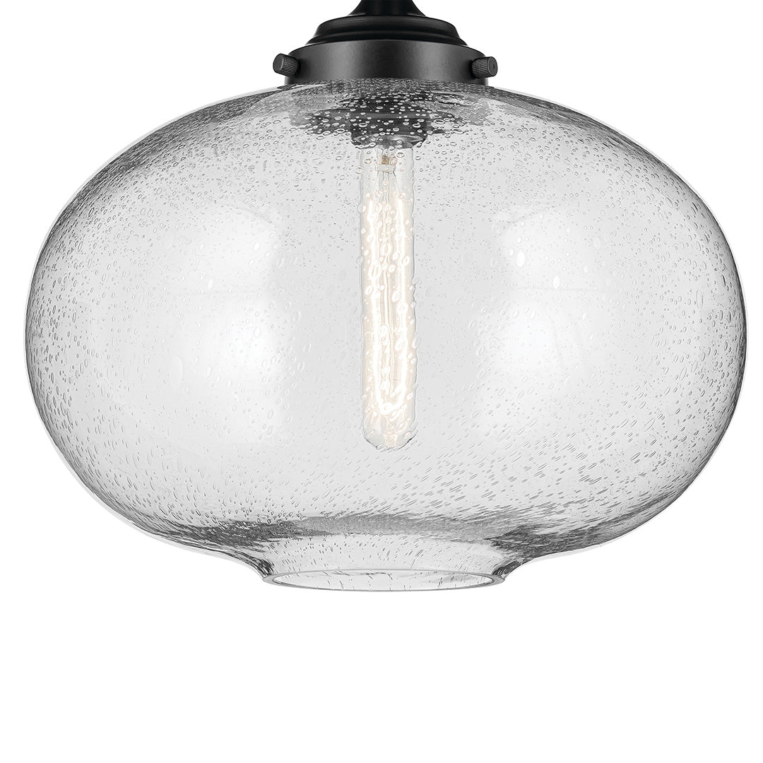 Avery 14.5" 1-Light Flush Mount with Clear Seeded Glass in Black