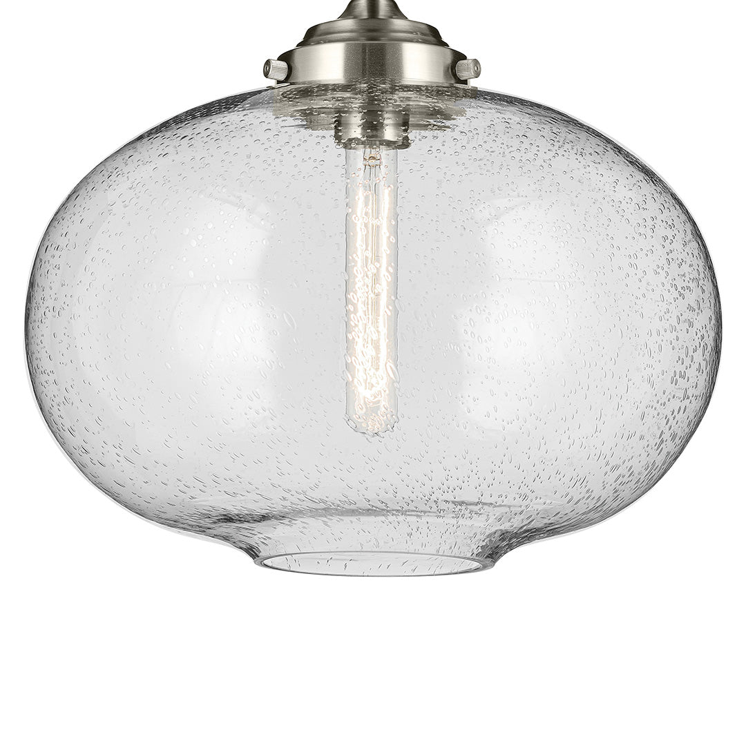 Avery 14.5" 1-Light Flush Mount with Clear Seeded Glass in Nickel
