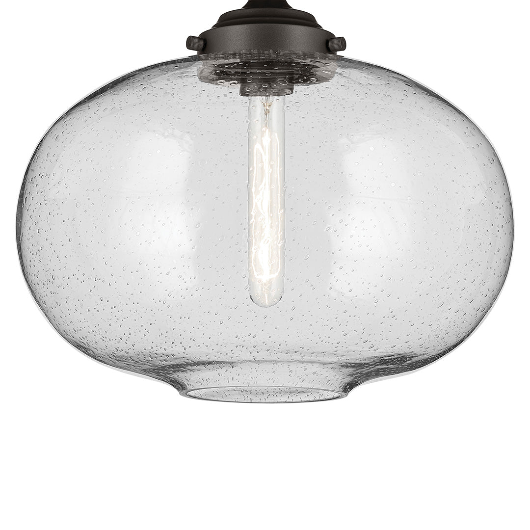 Avery 14.5" 1-Light Flush Mount with Clear Seeded Glass in Olde Bronze