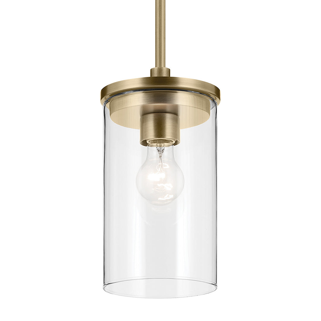 Crosby 10.75" 1-Light Mini Pendant with Clear Glass in Natural Brass