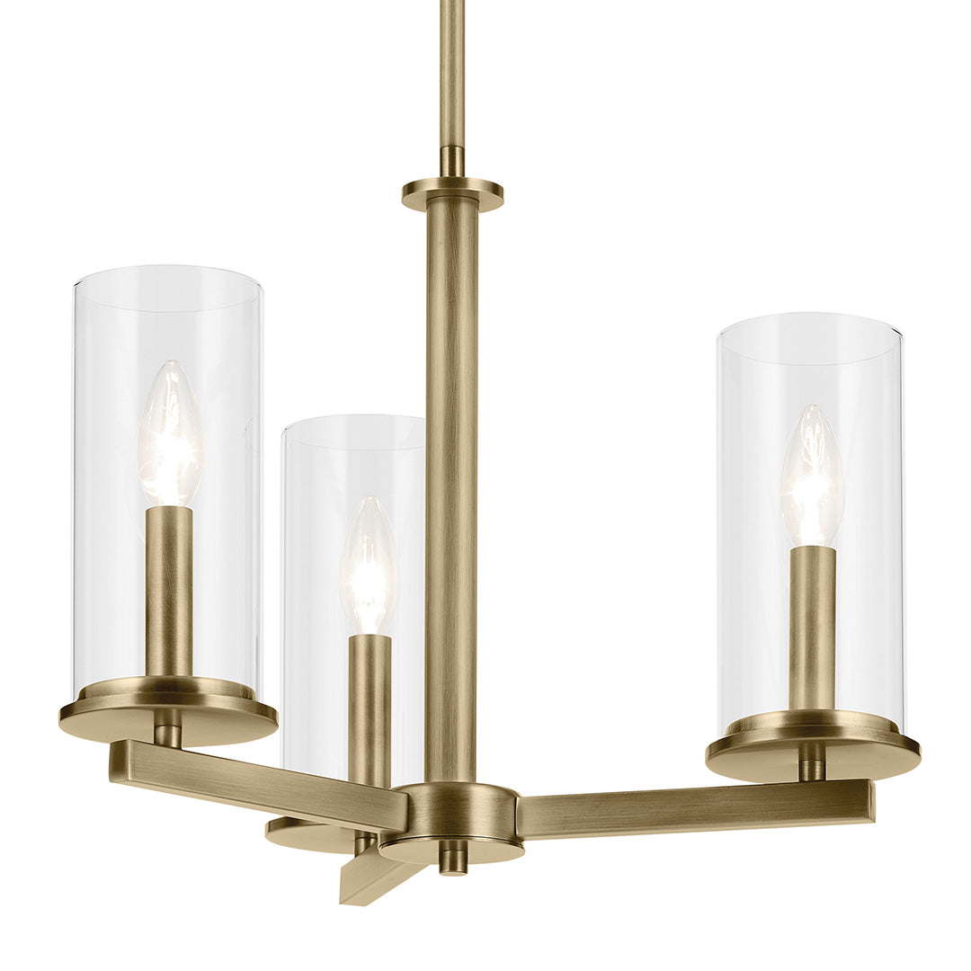 Crosby 14" 3-Light Convertible Semi Flush with Clear Glass in Natural Brass