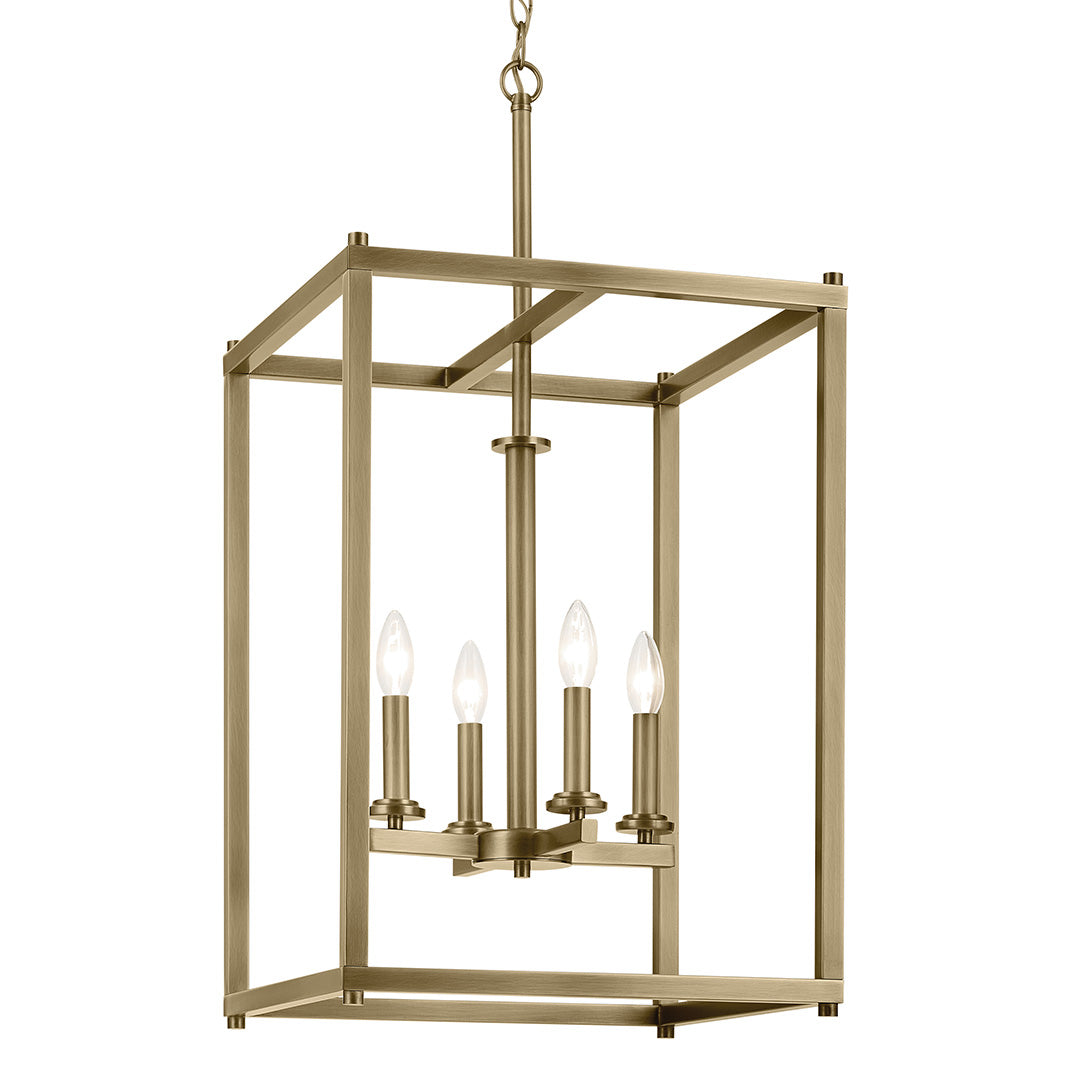 Crosby 31" 4-Light Foyer Pendant with Clear Glass in Natural Brass