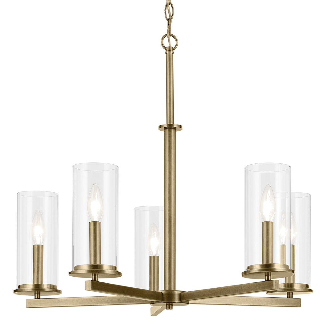 Crosby 22.5" 5-Light Chandelier with Clear Glass in Natural Brass