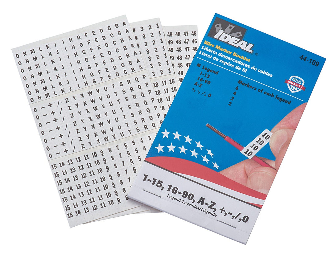 Wire Marker Booklet,Ideal,SZ: 1/4 X 1-1/2 IN MRK