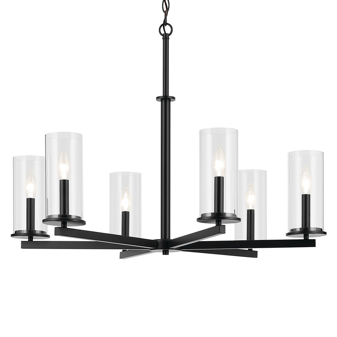 Crosby 21.75" 6-Light Chandelier with Clear Glass in Black