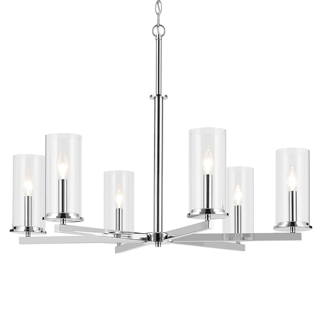 Crosby 21.75" 6-Light Chandelier with Clear Glass in Chrome