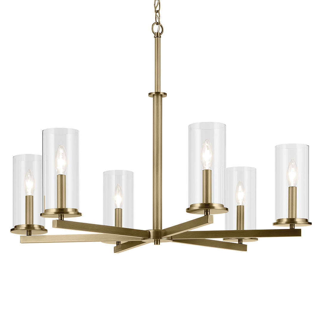 Crosby 21.5" 6-Light Chandelier with Clear Glass in Natural Brass