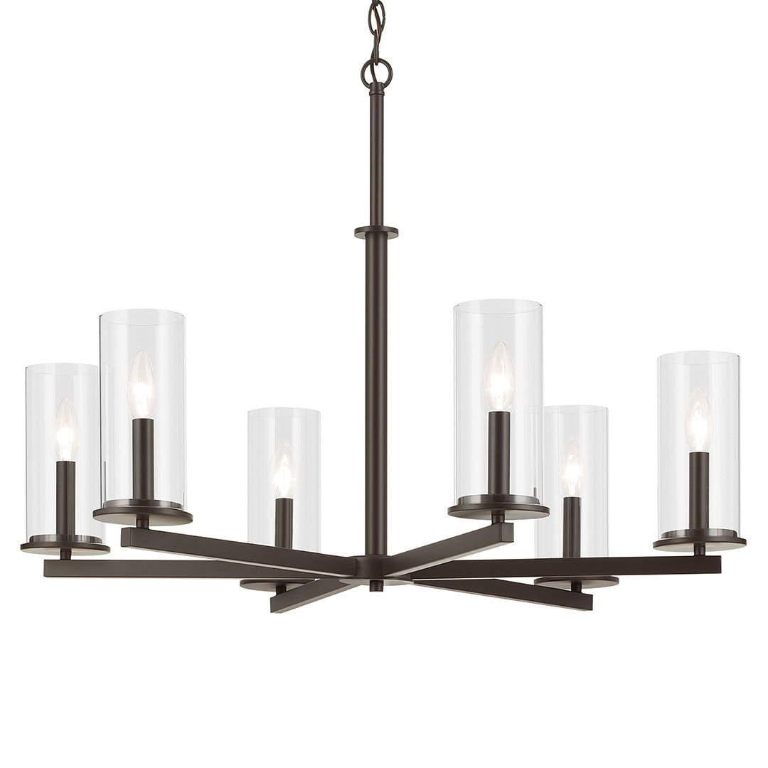 Crosby 21.75" 6-Light Chandelier with Clear Glass in Olde Bronze