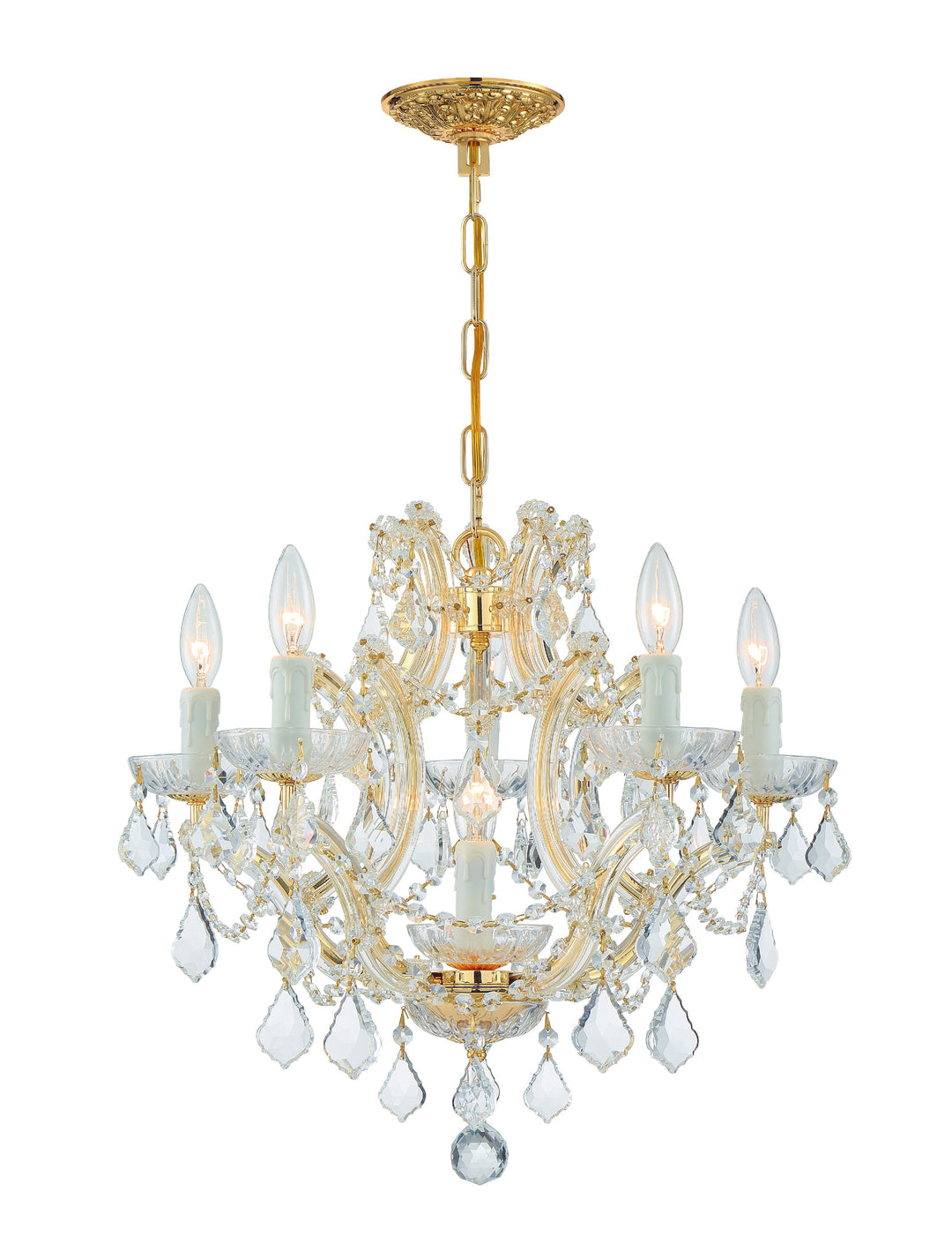 Maria Theresa 6 Light Swarovski Strass Crystal Gold Chandelier