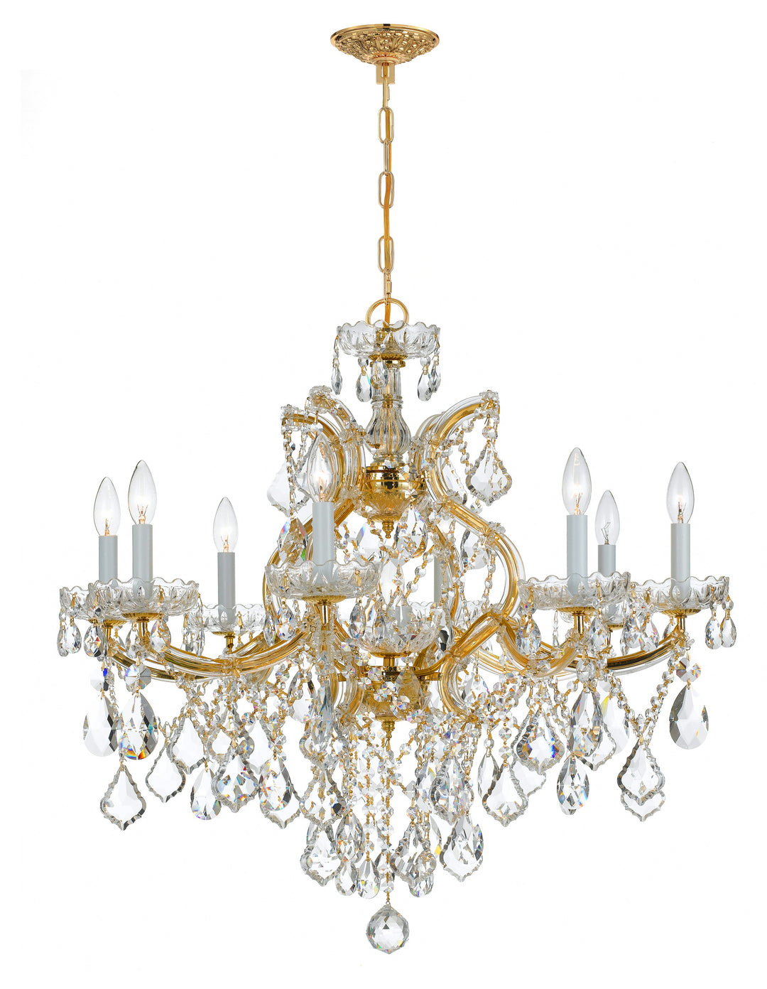 Maria Theresa 9 Light Swarovski Strass Crystal Gold Chandelier