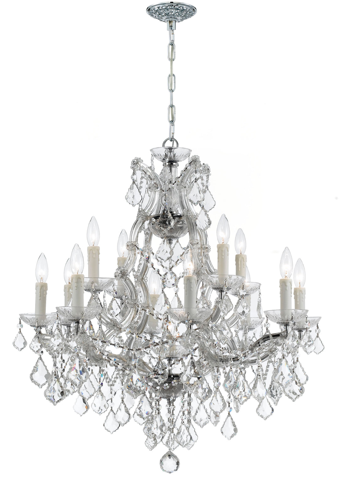 Maria Theresa 13 Light Hand Cut Crystal Polished Chrome Chandelier