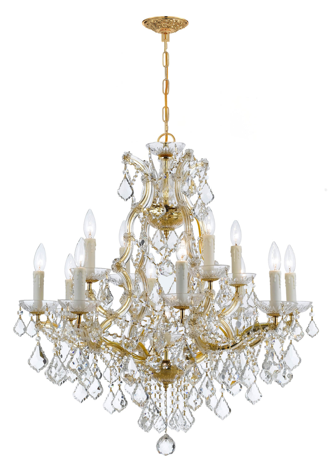 Maria Theresa 13 Light Clear Italian Crystal Gold Chandelier