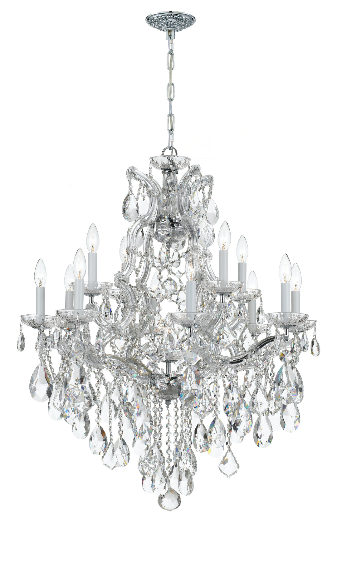 Maria Theresa 13 Light Hand Cut Crystal Polished Chrome Chandelier