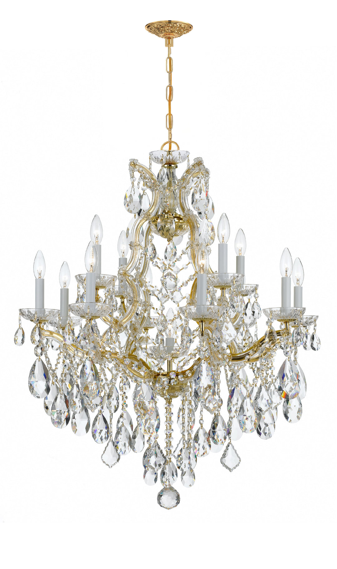 Maria Theresa 13 Light Hand Cut Crystal Gold Chandelier