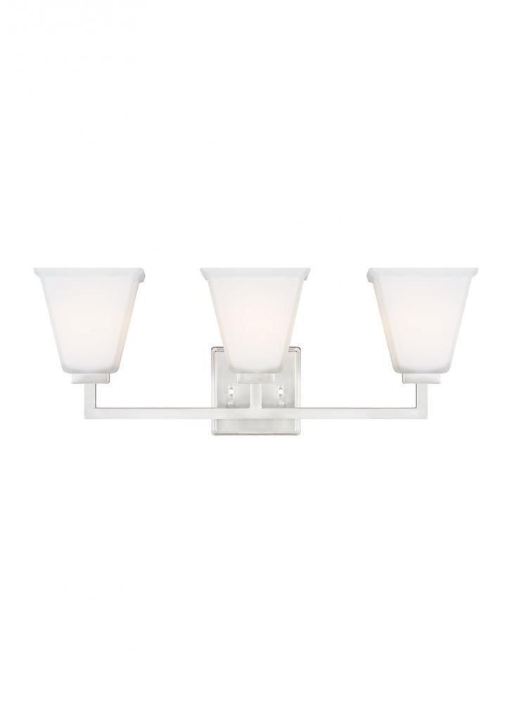 Ellis Harper classic 3-light indoor dimmable bath vanity wall sconce in brushed nickel silver finish