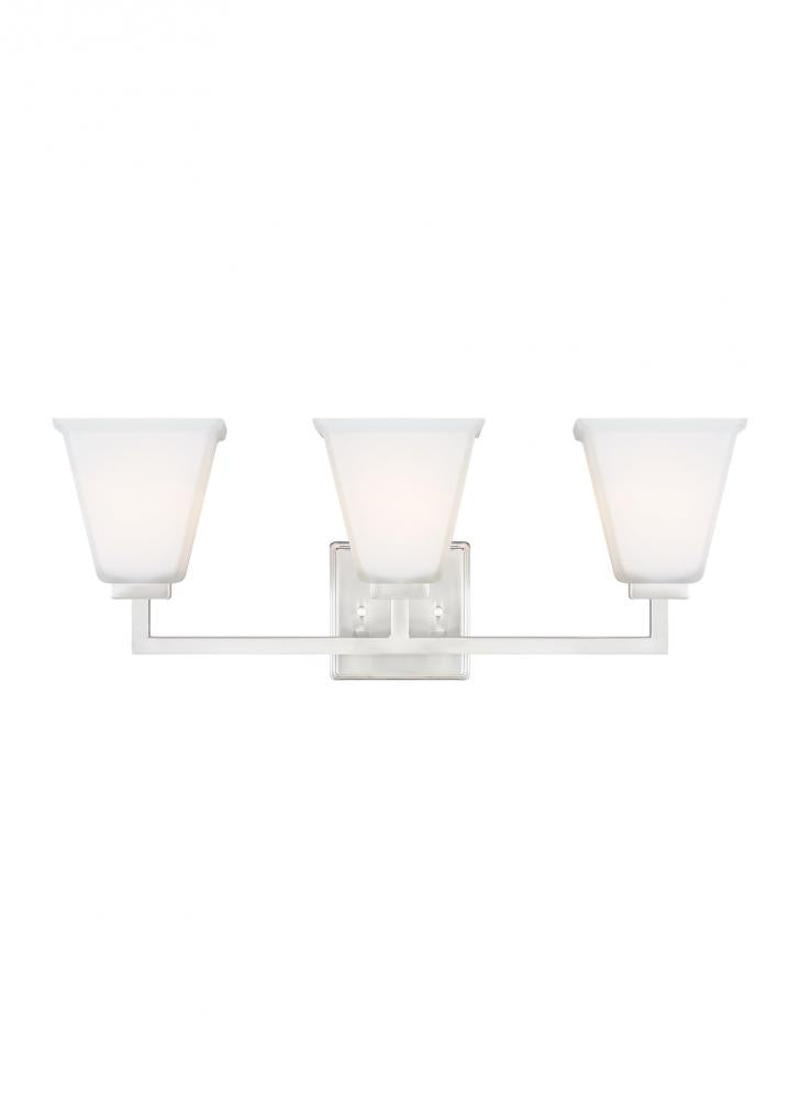 Ellis Harper transitional 3-light indoor dimmable bath vanity wall sconce in brushed nickel silver f