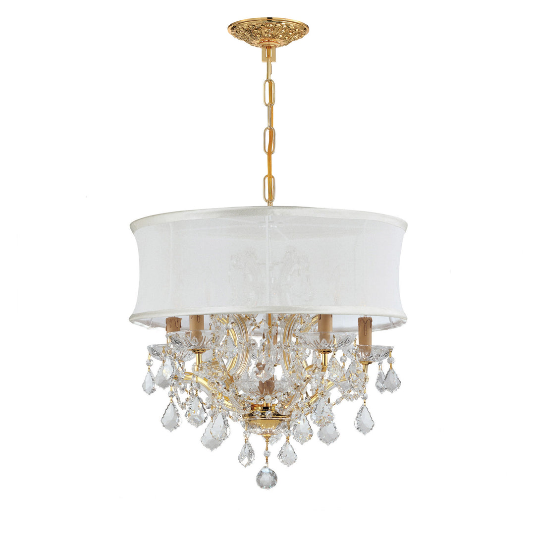 Brentwood 6 Light Crystal Gold Drum Shade Chandelier