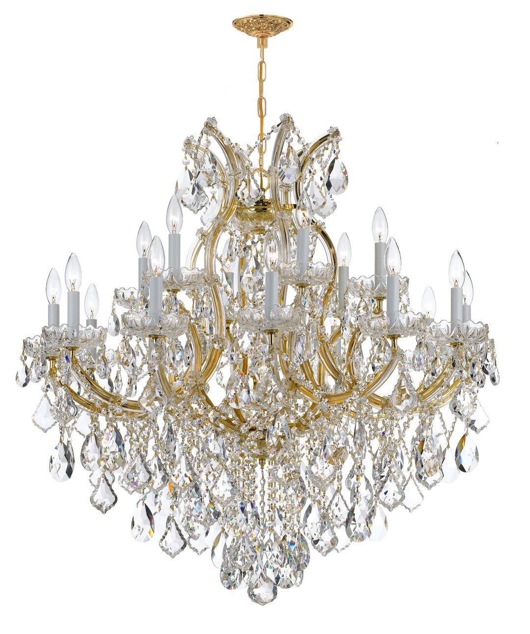Maria Theresa 19 Light Hand Cut Crystal Gold Chandelier