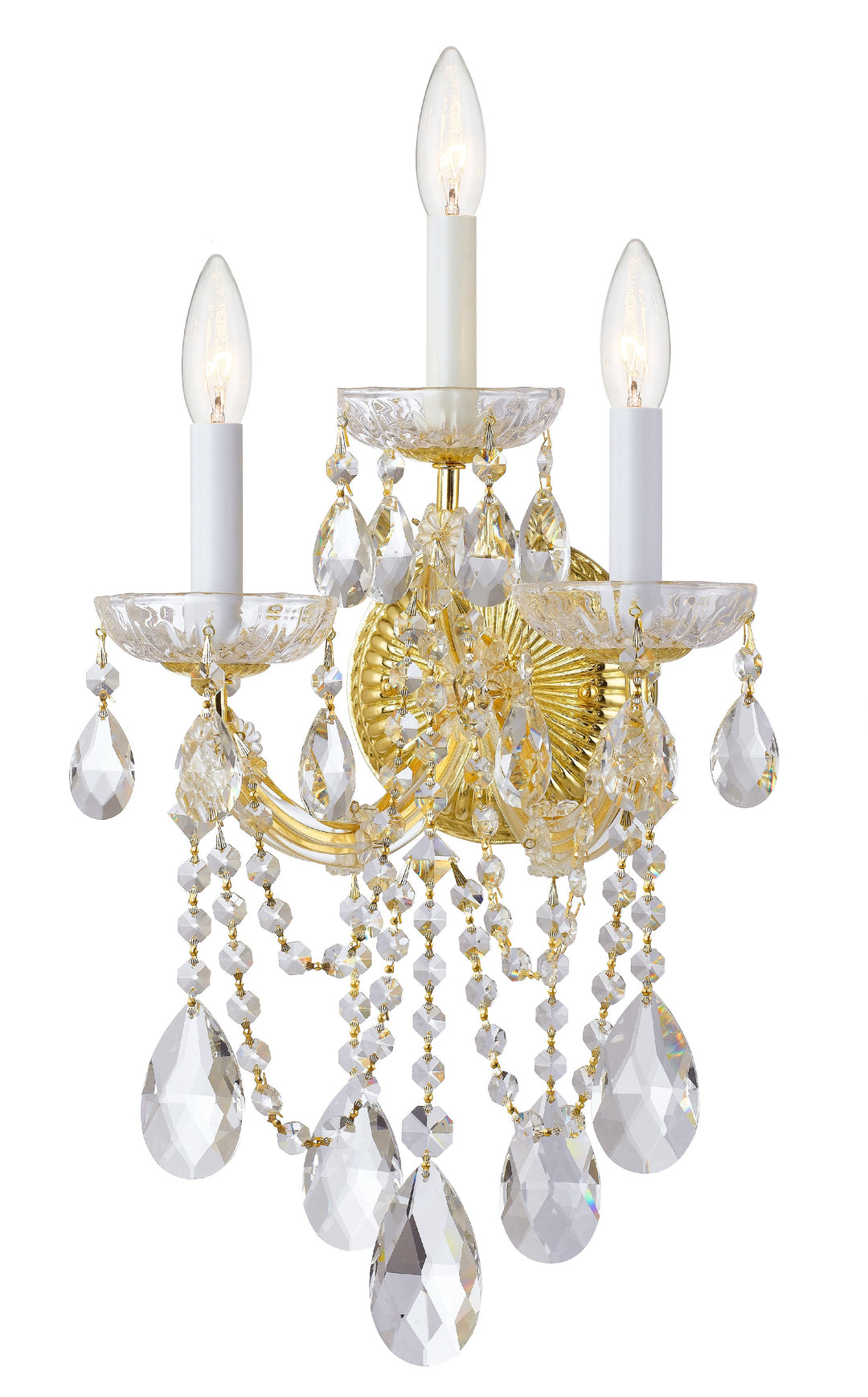 Maria Theresa 3 Light Spectra Crystal Gold Sconce