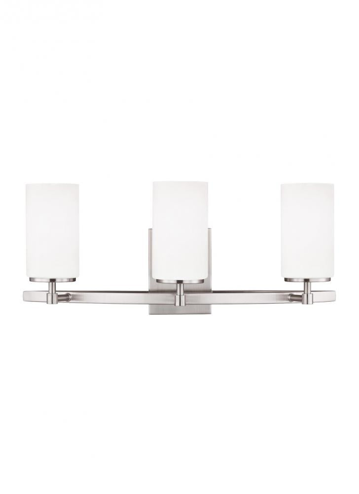 Alturas contemporary 3-light indoor dimmable bath vanity wall sconce in brushed nickel silver finish