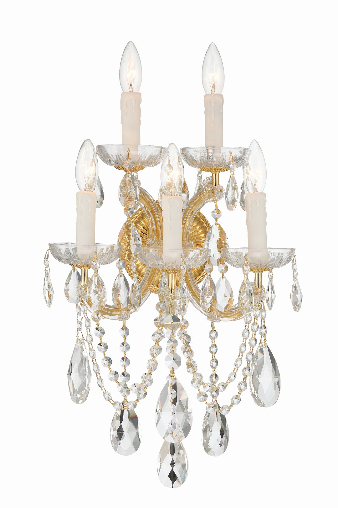 Maria Theresa 5 Light Swarovski Strass Crystal Gold Sconce