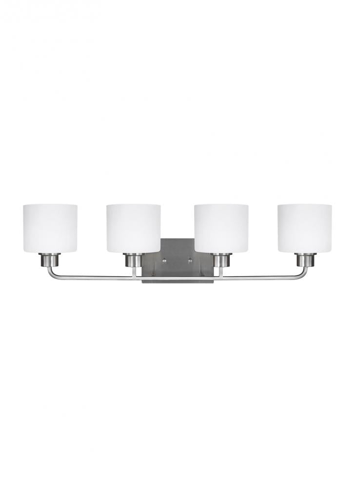 Canfield modern 4-light LED indoor dimmable bath vanity wall sconce in brushed nickel silver finish