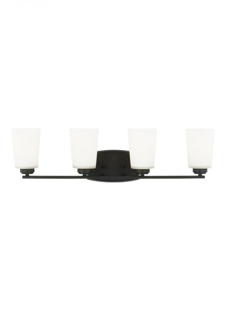 Franport transitional 4-light LED indoor dimmable bath vanity wall sconce in midnight black finish w