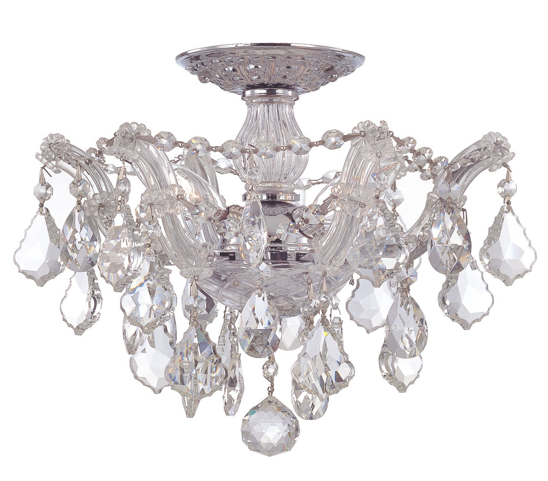 Maria Theresa 3 Light Hand Cut Crystal Polished Chrome Semi Flush Mount