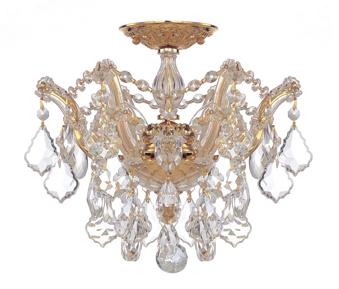 Maria Theresa 3 Light Hand Cut Crystal Gold Semi Flush Mount