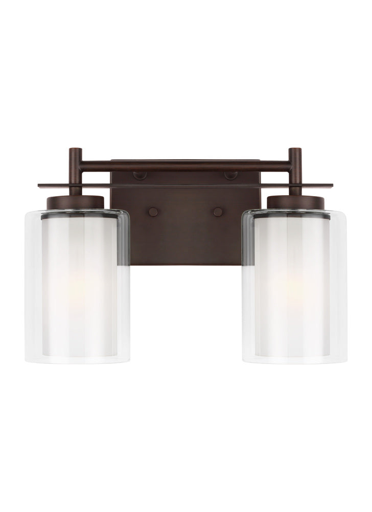 Elmwood Park traditional 2-light indoor dimmable bath vanity wall sconce in bronze finish with satin