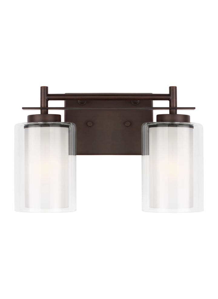 Elmwood Park traditional 2-light indoor dimmable bath vanity wall sconce in bronze finish with satin