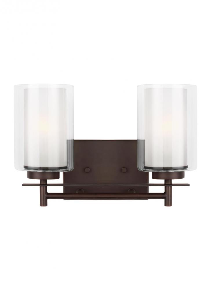 Elmwood Park traditional 2-light LED indoor dimmable bath vanity wall sconce in bronze finish with s