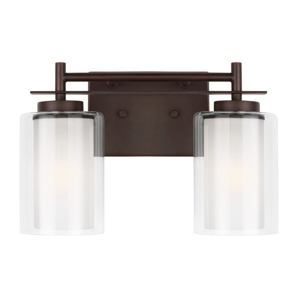 Elmwood Park traditional 2-light LED indoor dimmable bath vanity wall sconce in bronze finish with s
