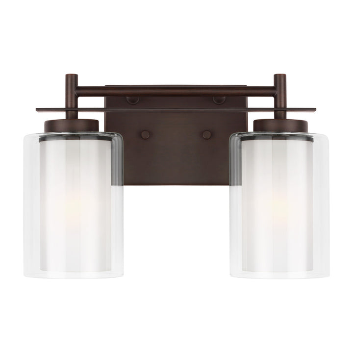 Elmwood Park traditional 2-light LED indoor dimmable bath vanity wall sconce in bronze finish with s