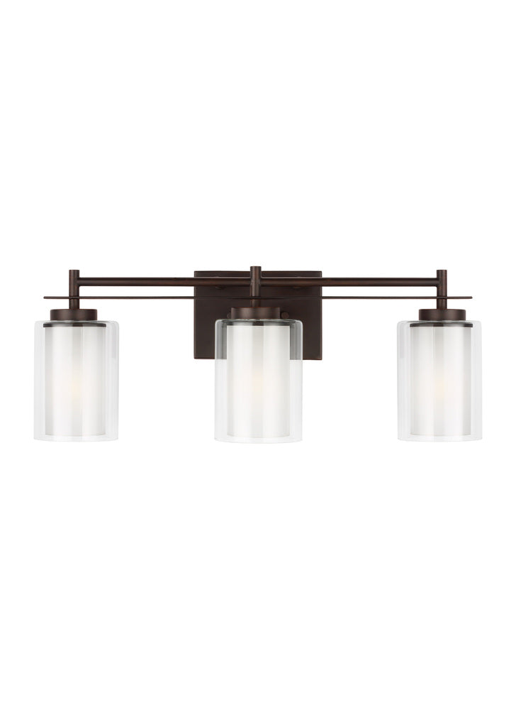 Elmwood Park traditional 3-light indoor dimmable bath vanity wall sconce in bronze finish with satin