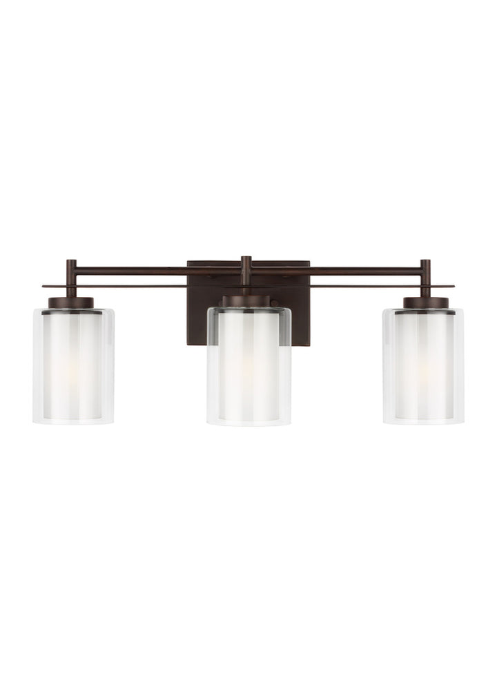 Elmwood Park traditional 3-light indoor dimmable bath vanity wall sconce in bronze finish with satin