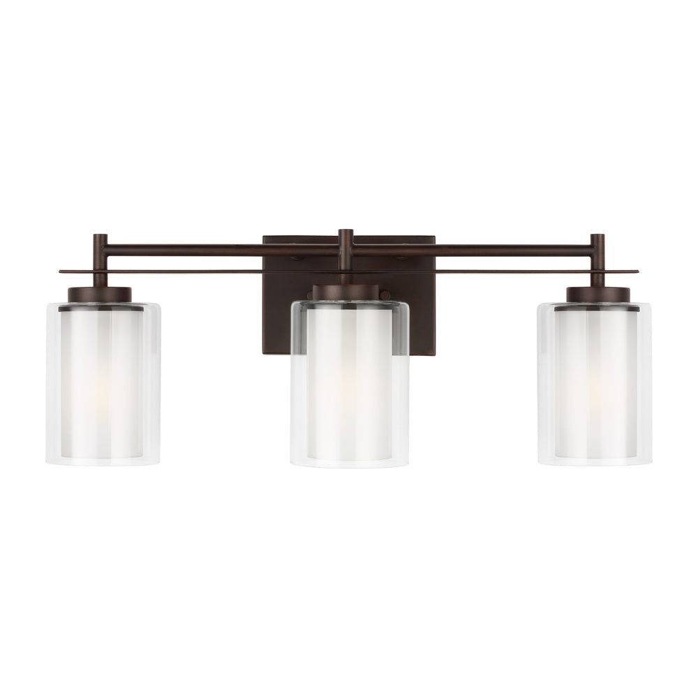 Elmwood Park traditional 3-light LED indoor dimmable bath vanity wall sconce in bronze finish with s