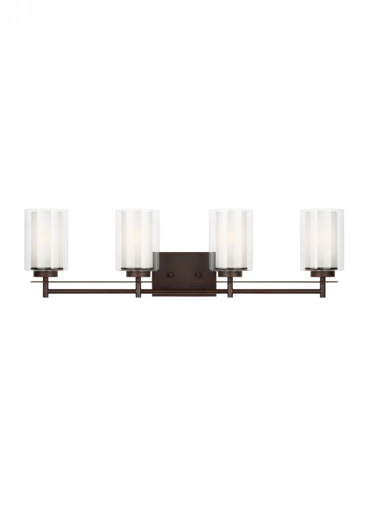 Elmwood Park traditional 4-light indoor dimmable bath vanity wall sconce in bronze finish with satin