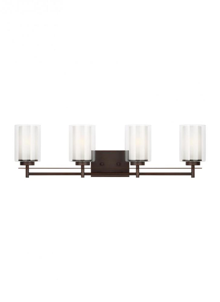Elmwood Park traditional 4-light indoor dimmable bath vanity wall sconce in bronze finish with satin