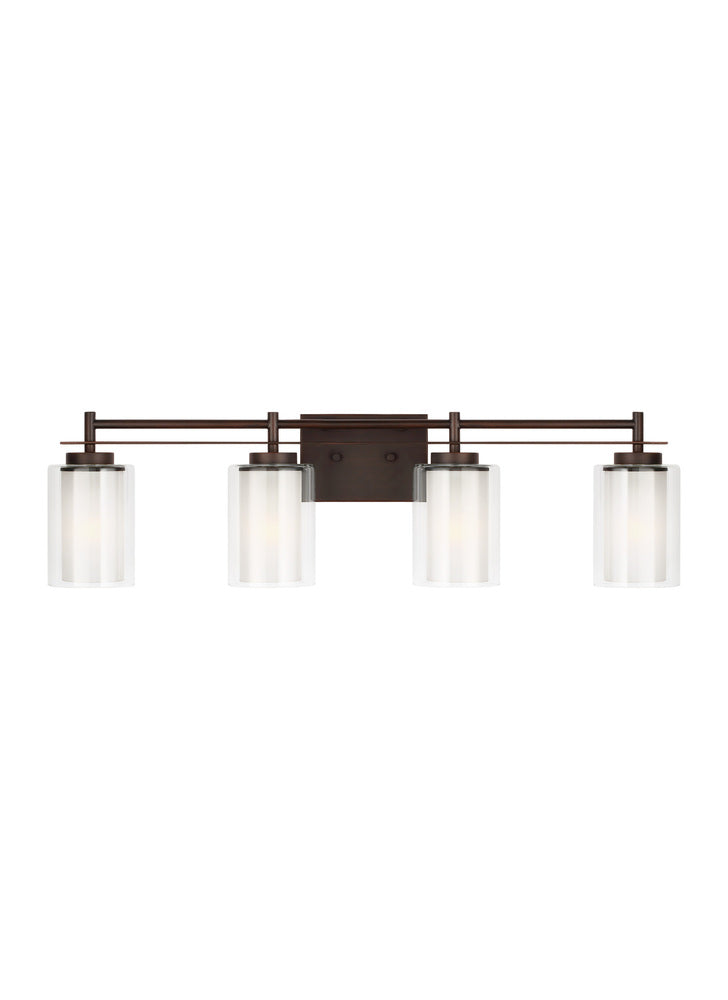 Elmwood Park traditional 4-light indoor dimmable bath vanity wall sconce in bronze finish with satin